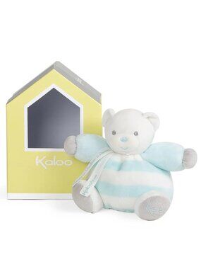 Kaloo Small Bear Blue Aqua & Cream Pastel Plush Stuffed  Animal  w/Gift Box NIB